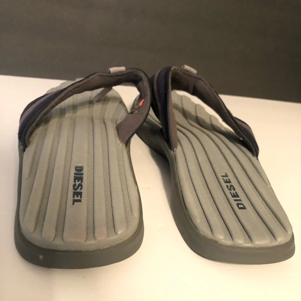 Diesel Mens Gray Blue Fuji 30000 54 Flip Flops Sz 12